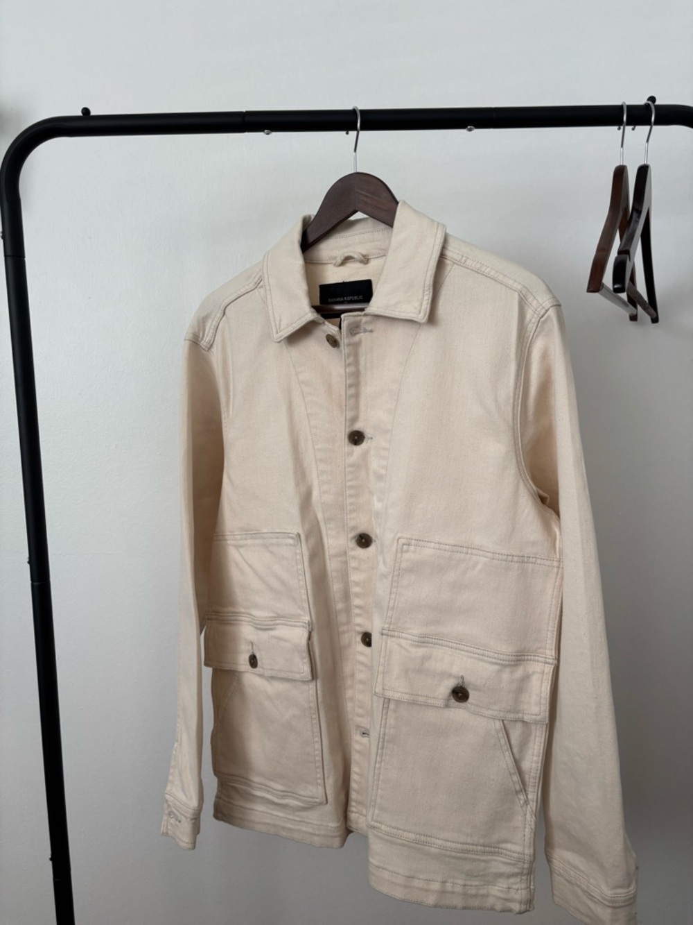 Banana Republic Men's Cream Utility Jacket - Lightweight Workwear Style
